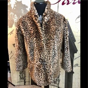 Cute teddy in animal print by Duffel size small